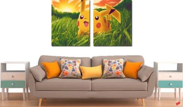 Quadro decorativo para quartos e salas pikachu 2 peças - 2