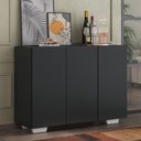 Ver imagem 3 de Aparador Buffet 3 Portas com Pés Quadrados Veneza Multimóveis V1010 Preto/Branco