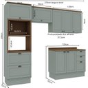 Ver imagem 3 de Cozinha Modulada Completa 4 Peças 100% MDF Modelo Americano Provençal Iluminata Verde/Mint/Ébano Fos