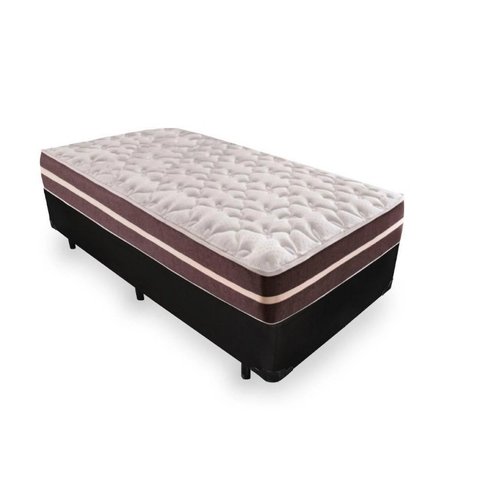 Cama Box Solteiro 88 Tecido Sintético Preto com Colchão Little Angel - Bello Box - Mola Superlastic