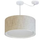 Ver imagem 1 de Lustre Pendente Cilíndrico com Desvio Md-4308 Cúpula em Tecido 50x30cm Rustico Bege - Bivolt
