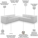 Ver imagem 3 de Sofá 5 Lugares Canto para Sala Living Modular com Puff Lancaster F04 Bouclê Branco - Lyam Decor