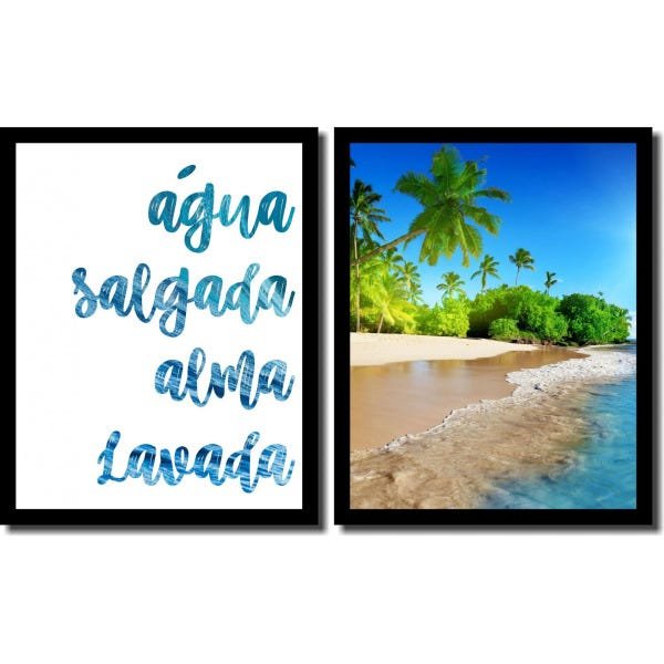Quadros Decorativos Paisagem Praia e Frase - 1
