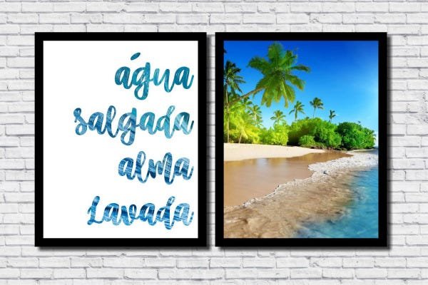 Quadros Decorativos Paisagem Praia e Frase - 2