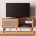 Ver imagem 1 de Rack para Sala de Estar Tv 55 Pol Porta Tela Natural 135cm Mahal D03 Freijó - Lyam Decor