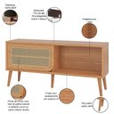 Ver imagem 4 de Rack para Sala de Estar Tv 55 Pol Porta Tela Natural 135cm Mahal D03 Freijó - Lyam Decor