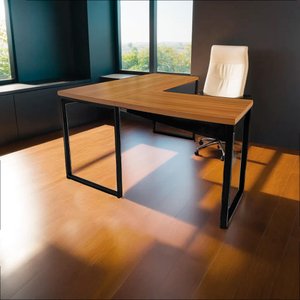 Mesa Escrivaninha em L Grossa 150x128 Nogal/preto Realme Mesa para Escritório Estilo em L Madeira Ho