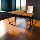 Ver imagem 1 de Mesa Escrivaninha em L Grossa 150x128 Nogal/preto Realme Mesa para Escritório Estilo em L Madeira Ho