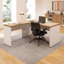 Ver imagem 1 de Mesa de Escritório 40mm em L Pés Painel F5 Office Cor:Macadâmia com Branco