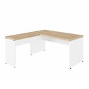Ver imagem 2 de Mesa de Escritório 40mm em L Pés Painel F5 Office Cor:Macadâmia com Branco