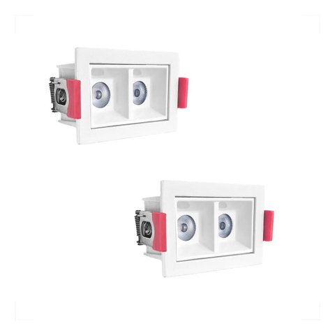 2 Spot Duplo Mini Embutido Led Downlight Recuado Bet57