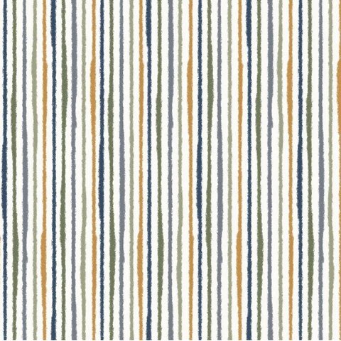 Papel de Parede Bobinex Revoada - Listra Aquarela Azul, Militar e Mostarda 4423