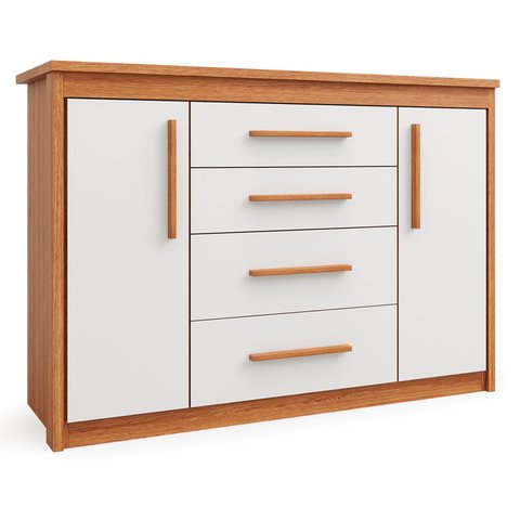 Comoda 2 Portas 4 Gavetas para Quarto Elegance Freijo Off White - Batrol