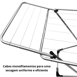 Varal de Chão Alumínio com Abas 1,43cm Retrátil Dobrável Facil Montagem Leve Não Enferruja - 5