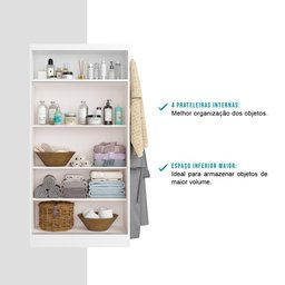 Armário Utilitário Banheiro 2 Portas Branco Carraro - 4