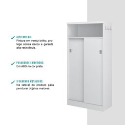 Armário Utilitário Banheiro 2 Portas Branco Carraro - 3