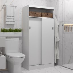 Armário Utilitário Banheiro 2 Portas Branco Carraro - 1