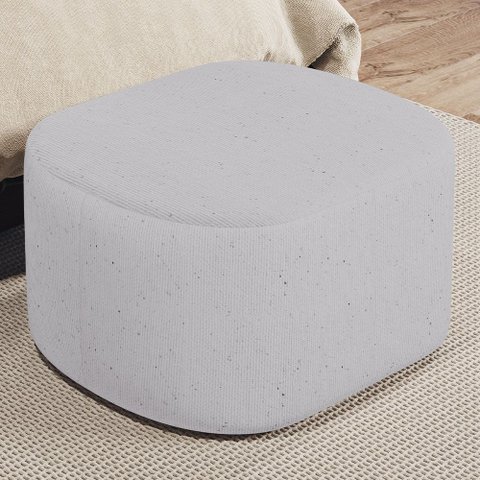 Puff Decorativo Orgânico para Living Quarto 70cm Doha W01 Linho Cinza - Lyam Decor