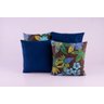 Kit Capas Almofadas Decorativa Jacquard 4 Peças Marinho e Floral - 1