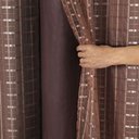 Ver imagem 2 de Cortina Blackout Pvc com Tecido Voil Xadrez 2,80 M X 2,30 M - Marrom