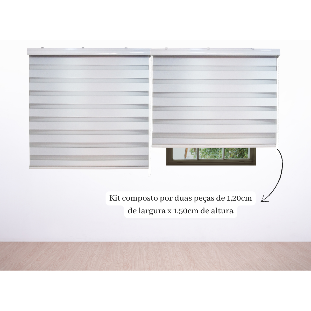 Persiana Double Vision Semi Blackout 240L x 150A - Gelo 2pçs - 2