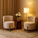 Ver imagem 4 de Kit 2 Poltronas Decorativas Modernas Luna Linho para Sala Quarto e Recepção - Bege