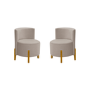 Ver imagem 1 de Kit 2 Poltronas Decorativas Modernas Luna Linho para Sala Quarto e Recepção - Bege