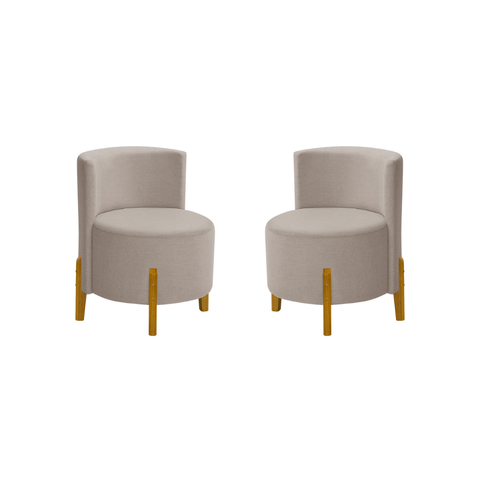 Kit 2 Poltronas Decorativas Modernas Luna Linho para Sala Quarto e Recepção - Bege