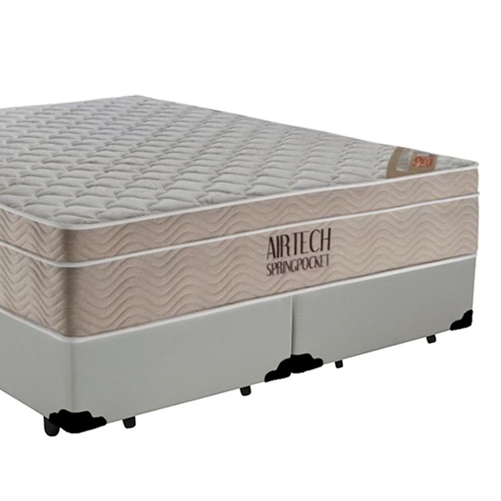 Cama Box King Bipartido Sintético + Colchão Ortobom Airtech Molas Ensacadas 193x203x65 Branco - 6