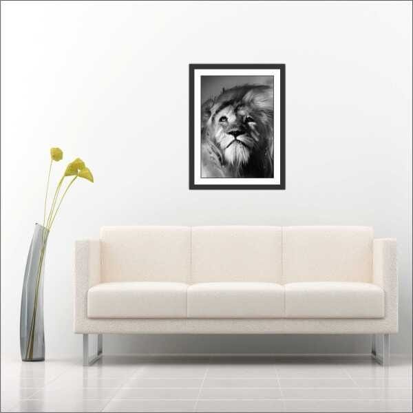 Quadro Decorativo Leão Abstrato Animais Salas Decorações Interiores Com Moldura - 4