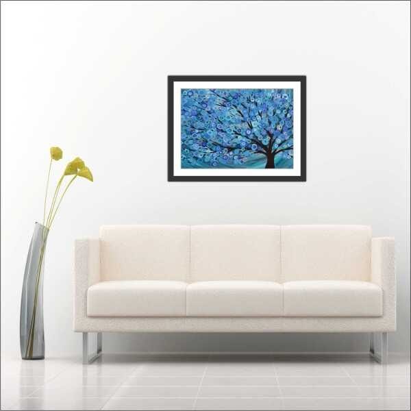 Quadro Decorativo Abstrato Árvores Salas Interiores Com Moldura - 3