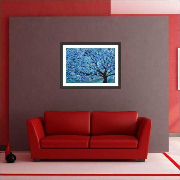 Quadro Decorativo Abstrato Árvores Salas Interiores Com Moldura - 4