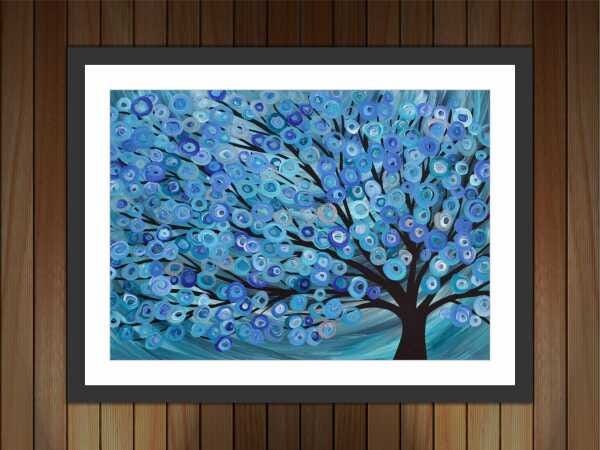 Quadro Decorativo Abstrato Árvores Salas Interiores Com Moldura - 2