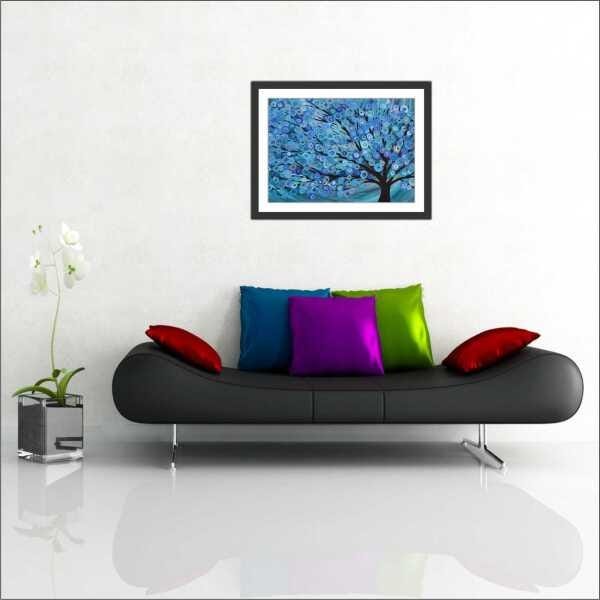 Quadro Decorativo Abstrato Árvores Salas Interiores Com Moldura - 5