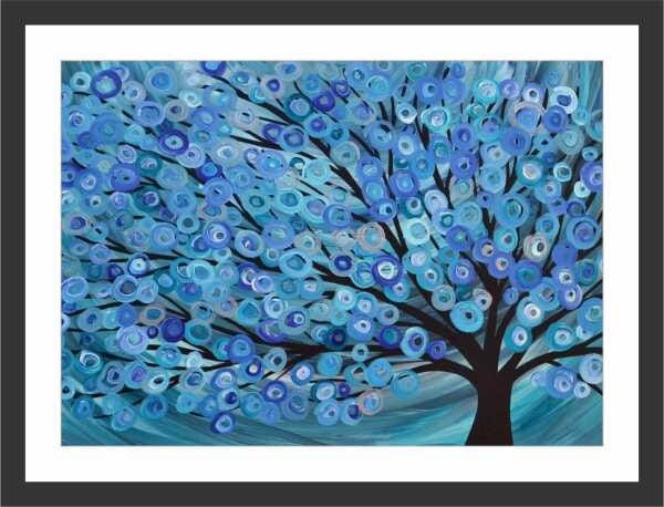 Quadro Decorativo Abstrato Árvores Salas Interiores Com Moldura - 1