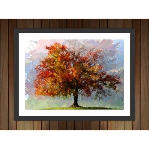 Quadro Decorativo Abstrato Árvores Salas Interiores Com Moldura