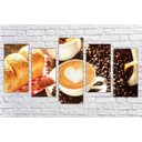 Ver imagem 1 de Quadro Decorativo Padarias Bolos Tortas Café Cafeterias Gourmet Interiores 5 Peças Com Moldura