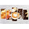 Quadro Decorativo Padarias Bolos Tortas Café Cafeterias Gourmet Interiores 5 Peças Com Moldura - 1