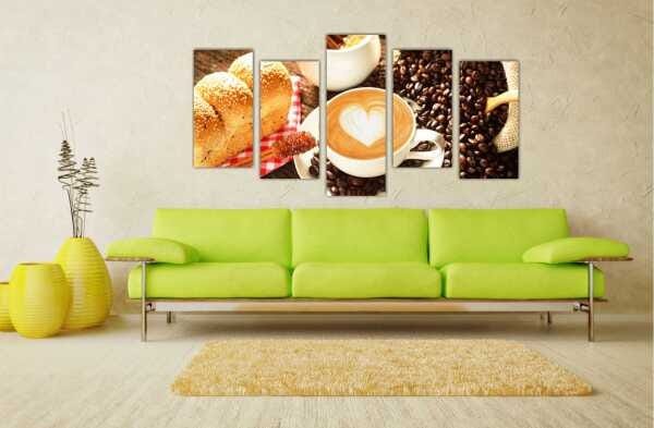 Quadro Decorativo Padarias Bolos Tortas Café Cafeterias Gourmet Interiores 5 Peças Com Moldura - 2