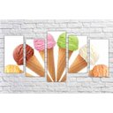 Ver imagem 1 de Quadro Decorativo Sorvete Sorveteria Gourmet Interiores Mosaico 5 Peças Com Moldura
