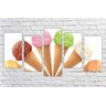 Quadro Decorativo Sorvete Sorveteria Gourmet Interiores Mosaico 5 Peças Com Moldura - 1