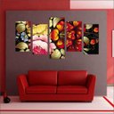 Ver imagem 2 de Quadro Decorativo Flores Paisagens Natureza Interiores Mosaico 5 Peças Com Moldura