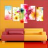 Quadro Decorativo Flores Paisagens Natureza Interiores Mosaico 5 Peças Com Moldura - 4