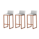 Ver imagem 1 de Kit 3 Banquetas Alta Dani Reforçada Decorativa Balcão Bancada Cozinha Bar Base Bronze Courino Branco