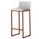 Ver imagem 2 de Kit 3 Banquetas Alta Dani Reforçada Decorativa Balcão Bancada Cozinha Bar Base Bronze Courino Branco
