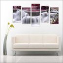 Ver imagem 3 de Quadro Decorativo Natureza Paisagem Cachoeira Rio Interiores Mosaico 5 Peças Com Moldura