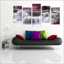 Ver imagem 1 de Quadro Decorativo Natureza Paisagem Cachoeira Rio Interiores Mosaico 5 Peças Com Moldura