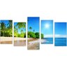 Quadro Decorativo Natureza Paisagem Mar Praia Salas Interiores Mosaico 5 Peças Com Moldura - 1