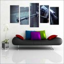 Ver imagem 1 de Quadro Decorativo Destiny Games Jogos Quartos Salas Interiores Mosaico 5 Peças Com Moldura