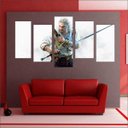 Ver imagem 2 de Quadro Decorativo The Witcher Games Jogos Quartos Salas Interiores Mosaico 5 Peças Com Moldura